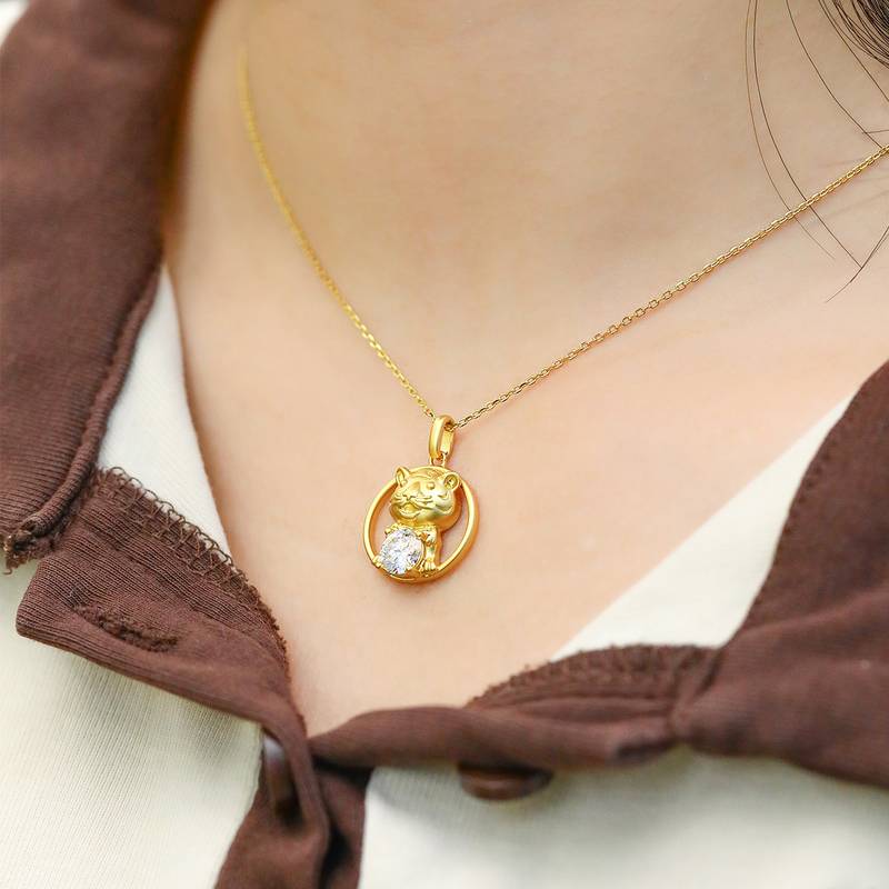 Tiger Moissanite Diamond Necklace from the Chinese Zodiac Series, 1.0 Carat